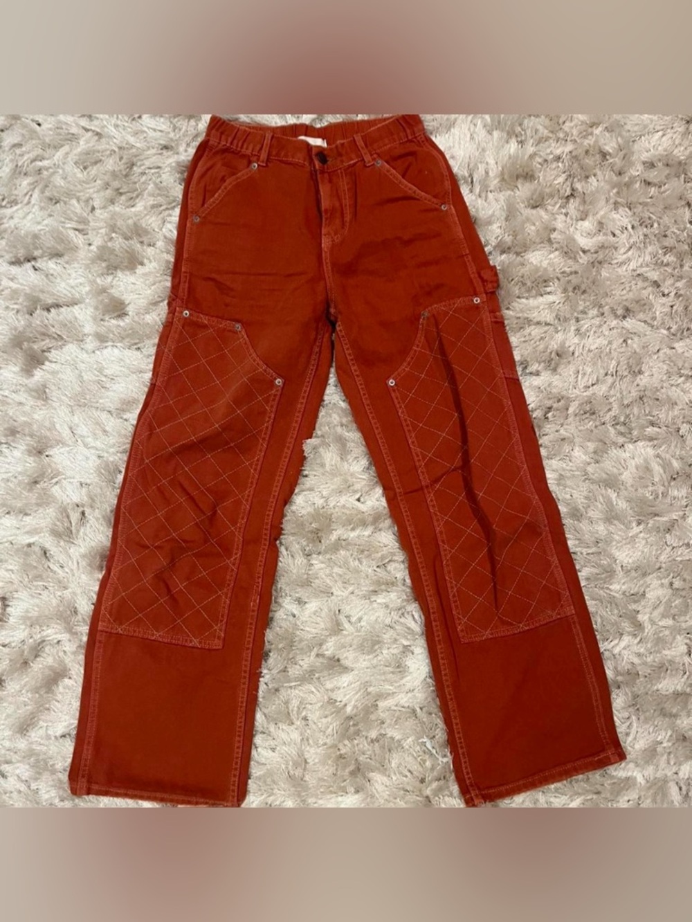 BDG Rust Orange Workwear Quilted Panel Jeans